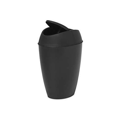 Trash Can with Swing-top Lid 2.4 Gallon Black