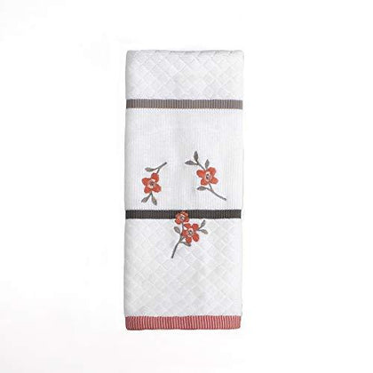 Coral Garden Embroidered Hand Towel Ivory