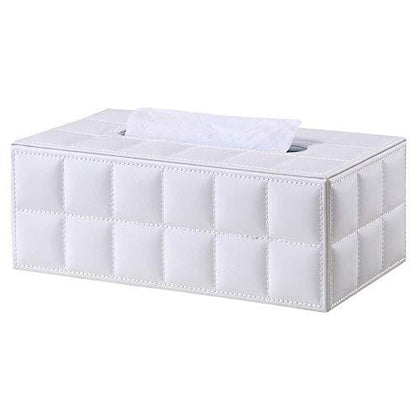 Leather Rectangle Tissue Box white