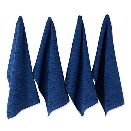 Set of 4 Ultra Absorbent Heavy Duty, Drying & Cleaning Kitchen Towels-Nautical Blue