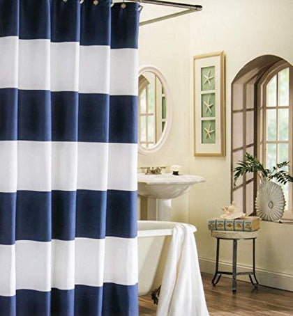 Home Wide Stripes Fabric Shower Curtain