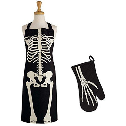 Halloween Basics Collection Kitchen Apron Set Skeleton 2 Piece