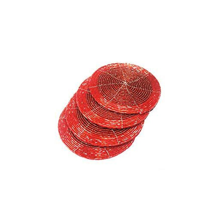 Handmade Beaded Coasters Round Set of 4