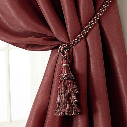 Tassel Tieback Rope Cord Fabric Single Window Curtain Red