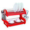 Plastic 2-Tier Dish Drainer Rack Red