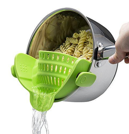 Clip On Silicone Colander Fits all Pots and Bowls Lime Green