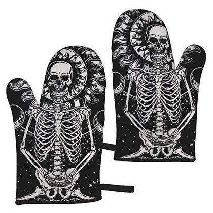 Meditation Skull Skeleton Oven Mitt Set of 2 Mittens