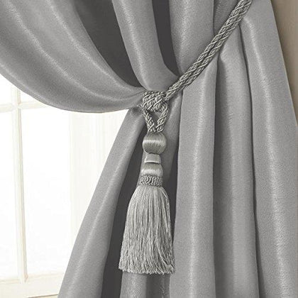 Tassel Tieback Rope Cord Fabric Single Window Curtain Silver